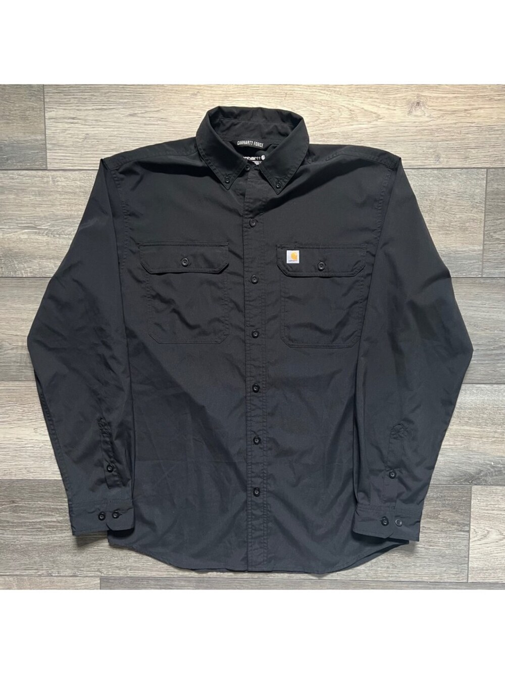 Carhartt Force Men's M Black Relaxed Fit Button Down Shirt Stretch Lightweight